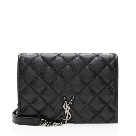 Saint Laurent Diamond Quilted Leather Monogram Becky Small Shoulder Bag - Picture 1 of 13